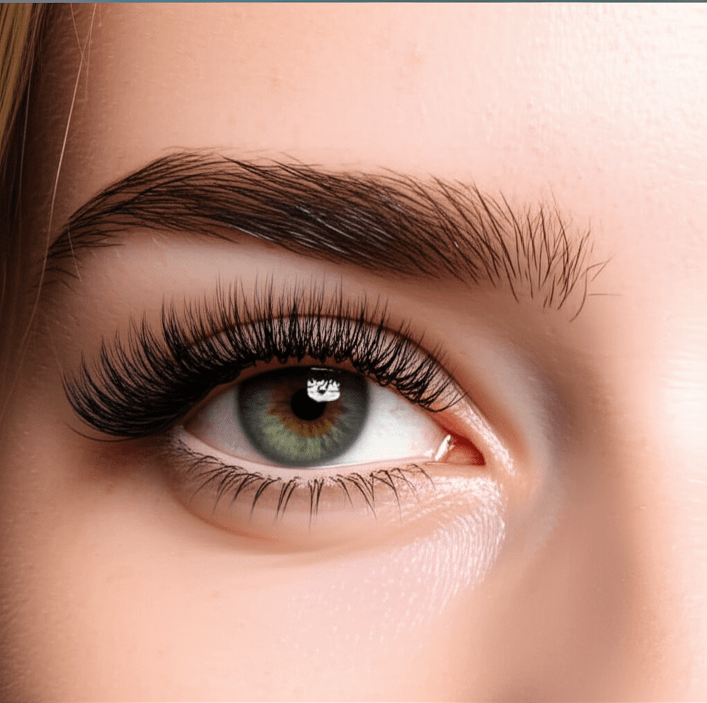 Lash artist performing a Korean lash lift service on a client's natural lashes